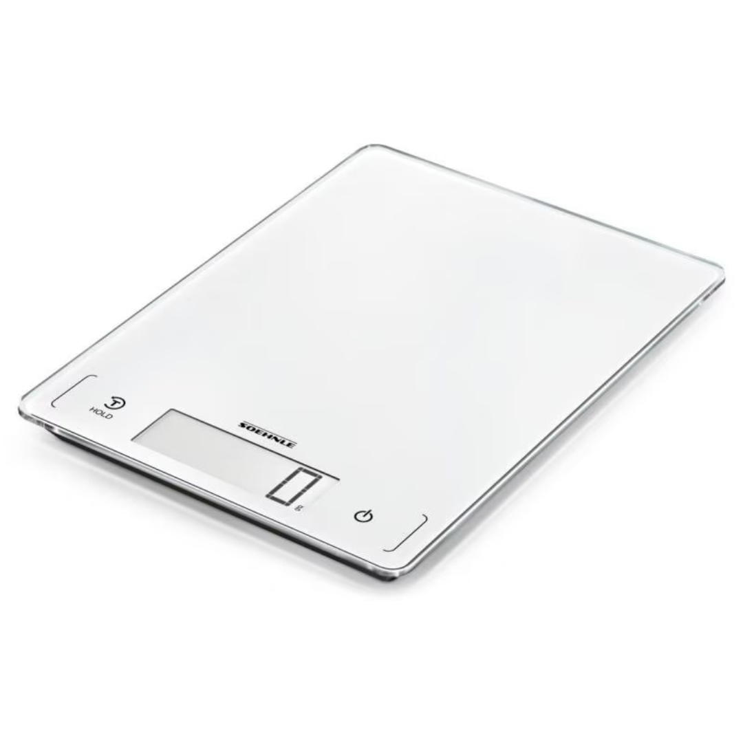 Soehnle Page Profi 300 digitale Küchenwaage in Weiss mit flacher Glasoberfläche und LCD-Display