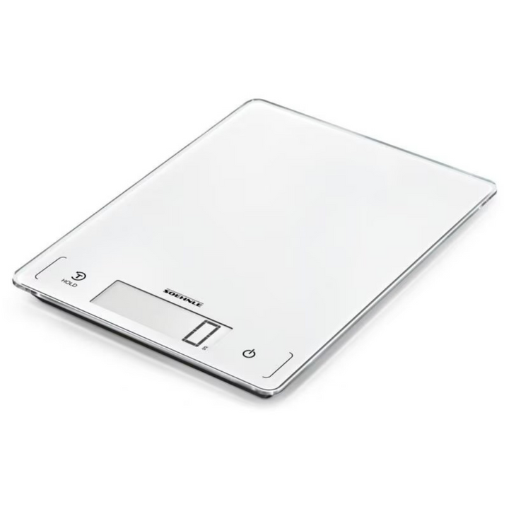 Soehnle Page Profi 300 digitale Küchenwaage in Weiss mit flacher Glasoberfläche und LCD-Display