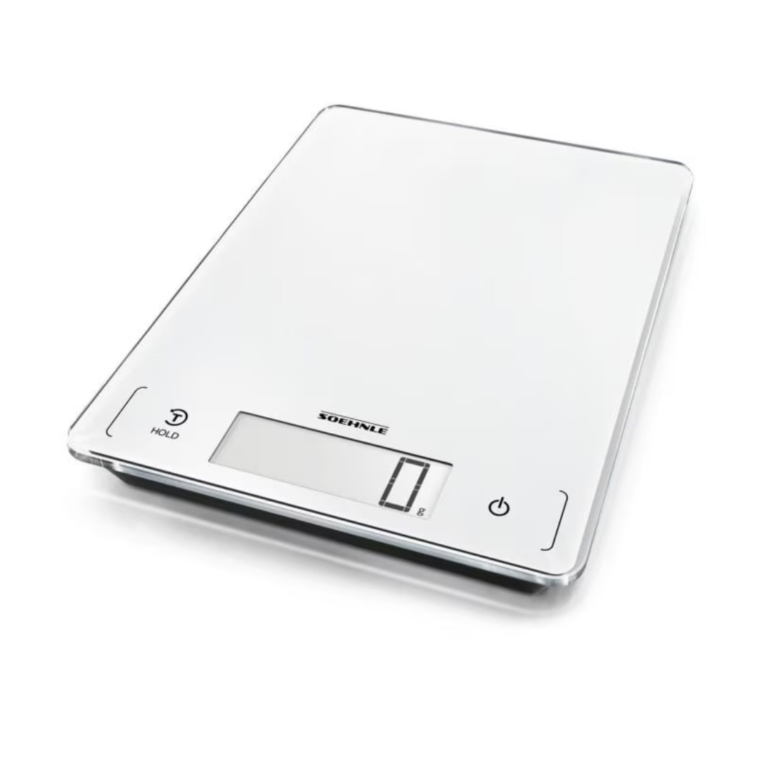 Soehnle Page Profi 300 Küchenwaage Weiss mit präzisem LCD-Display und modernem Glasdesign