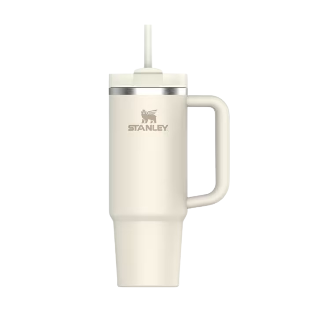 Stanley Quencher H2.0 Thermobecher 1.18 l in Beige mit Henkel und Strohhalm