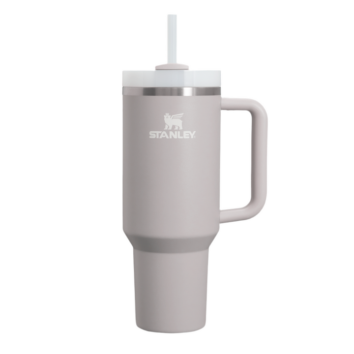 Stanley Quencher H2.0 Thermobecher 1.18 l in Grau mit Henkel und Strohhalm