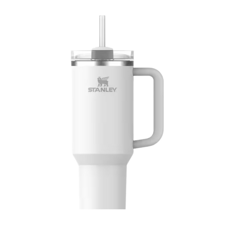 Stanley Quencher H2.0 Thermobecher 1.18 l in Weiss mit Henkel und Strohhalm