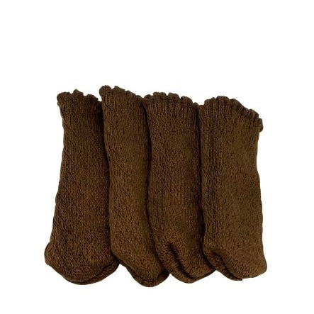 Chaussettes de chaise Uni, lot de 4, brun, quatre chaussettes côte à côte
