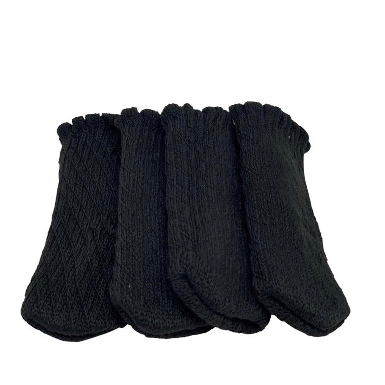 Chaussettes de chaise Uni, lot de 4, noir, quatre chaussettes côte à côte