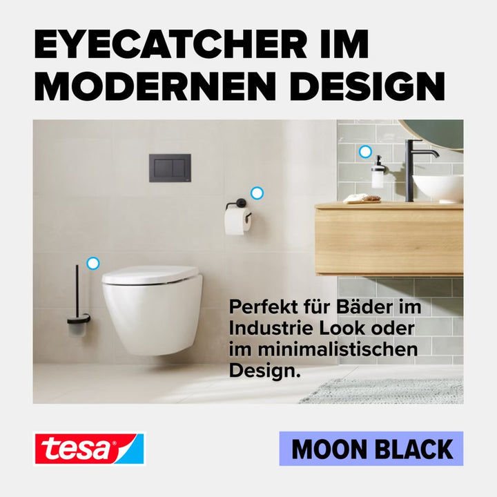 Accessoires de salle de bain tesa Moon Black à côté des WC