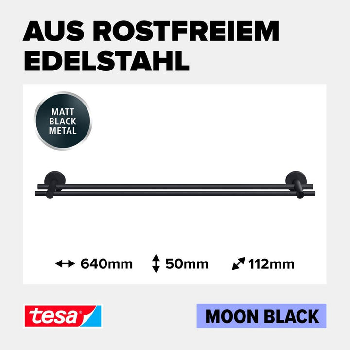 tesa MOON BLACK Doppel-Handtuchstange, Masse