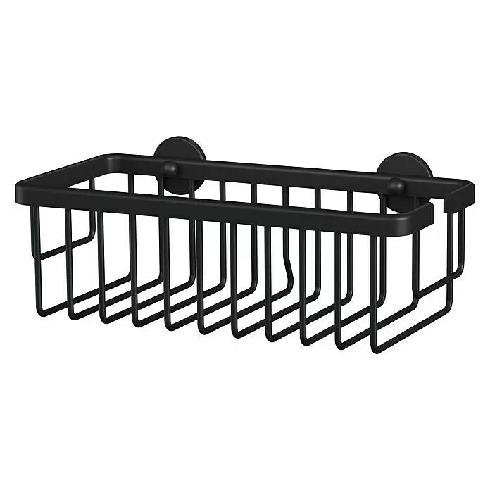 tesa Moon Duschablage in Schwarz aus rostfreiem Edelstahl zur Wandmontage ohne Bohren