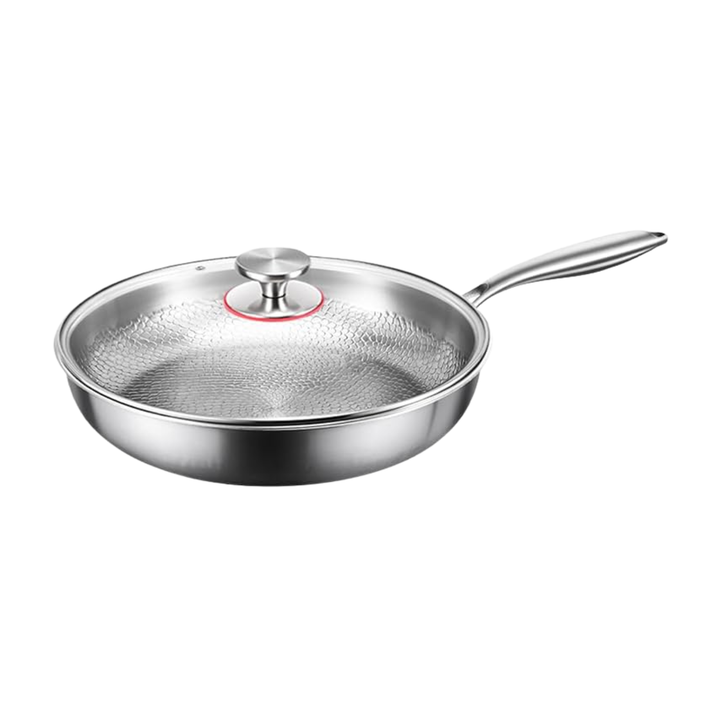 Titan Bratpfanne mit Glasdeckel und Edelstahlgriff