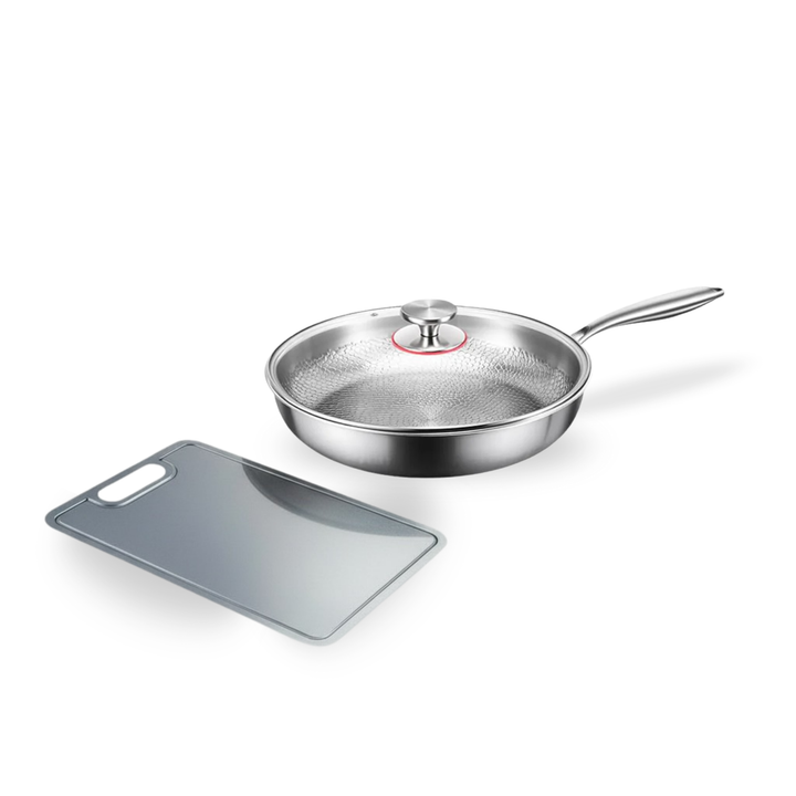 Titan Pro Duo Set, Silver Edition, Pfanne mit Glasdeckel und Schneidebrett