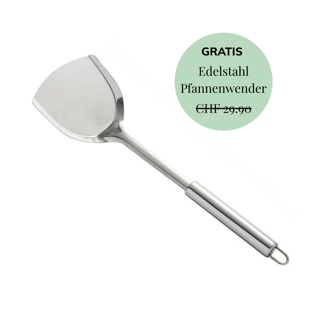 Edelstahl Pfannenwender als Gratis Zubehör zur Titanium Pro Bratpfanne
