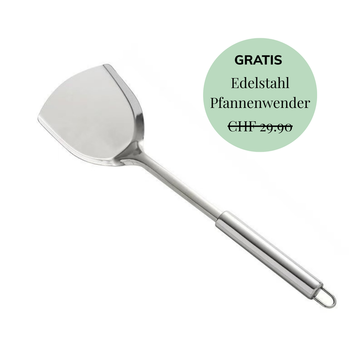 Edelstahl Pfannenwender als Gratis Zubehör zur Titanium Pro Bratpfanne