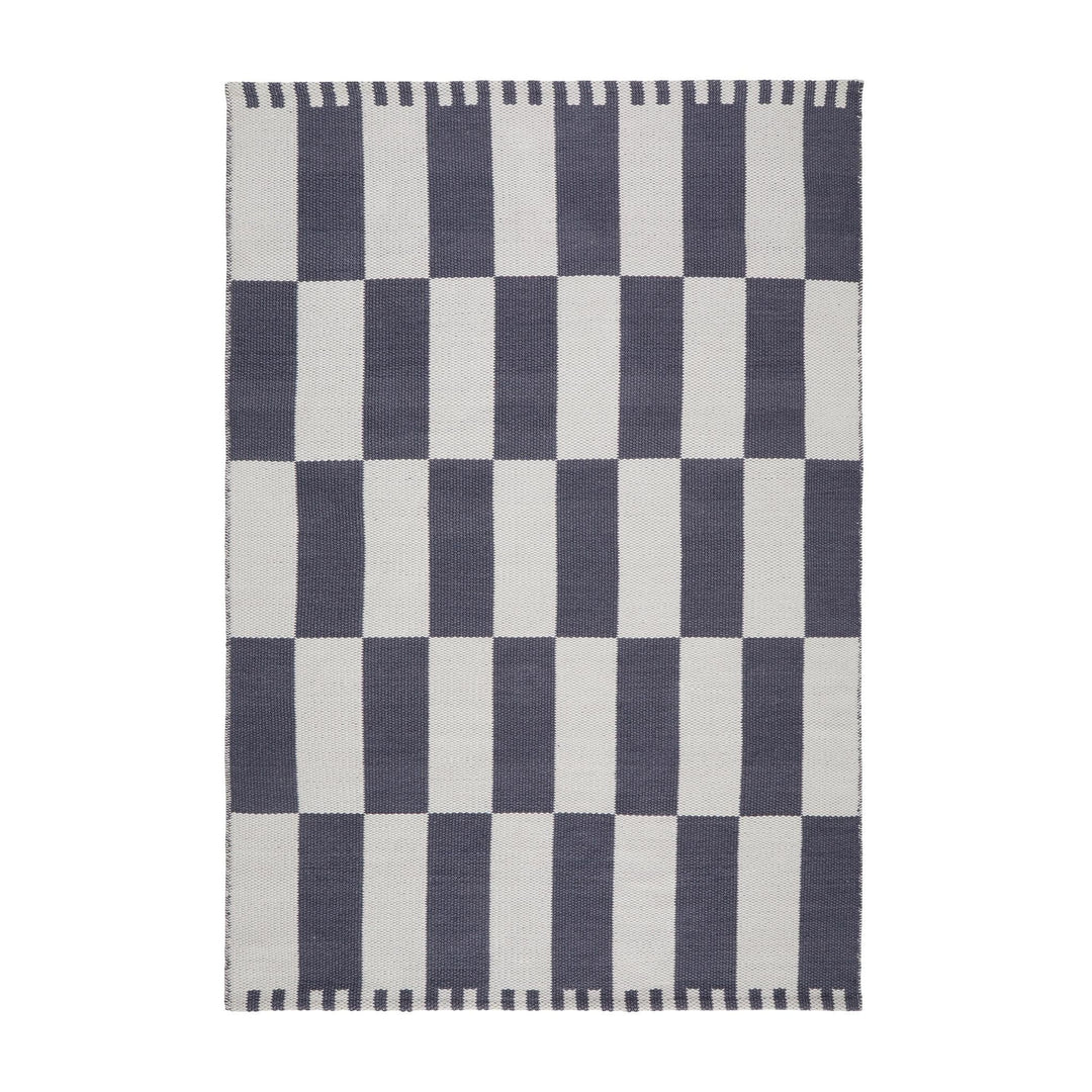 Urbanara Teppich Iniola, Blaugrau und Weiss