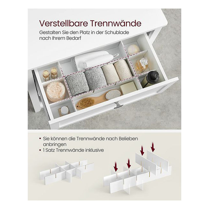 VASAGLE Badezimmer-Schrank 30 x 80 cm, Weiss