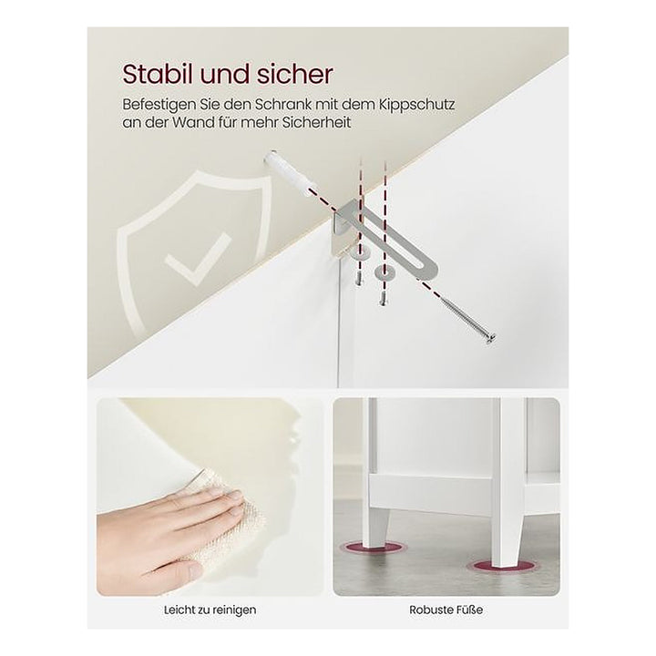 VASAGLE Badezimmer-Schrank 30 x 80 cm, Weiss
