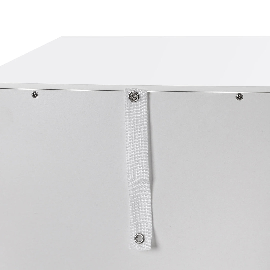 Meuble de salle de bain VASAGLE à 4 tiroirs, blanc, détail de la fixation anti-basculement au dos