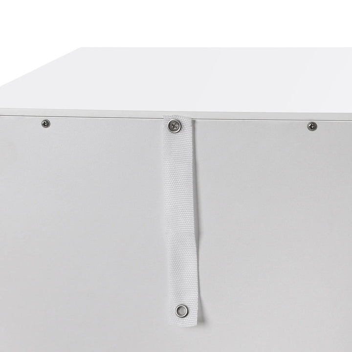 Meuble de salle de bain VASAGLE à 4 tiroirs, blanc, détail de la fixation anti-basculement au dos