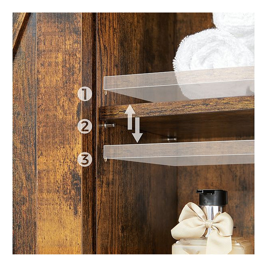 VASAGLE Badezimmerregal mit Schrank 64 x 24 x 171 cm, Schwarz/Braun