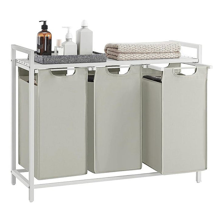 VASAGLE Wäschekorb mit Ablage 3 x 38 l, Weiss