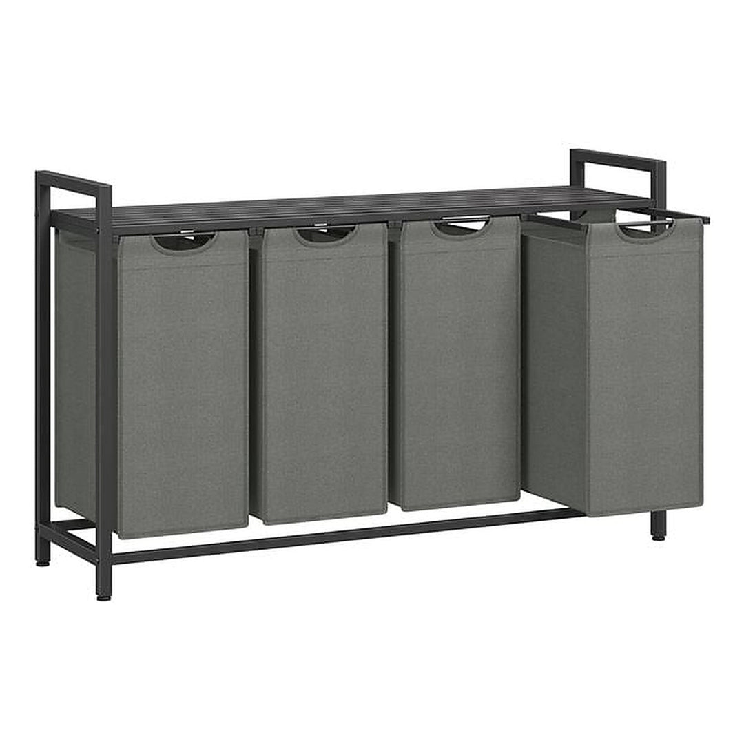 VASAGLE Wäschekorb mit Ablage 4 x 40 l, Grau/Schwarz