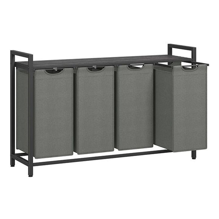 VASAGLE Wäschekorb mit Ablage 4 x 40 l, Grau/Schwarz