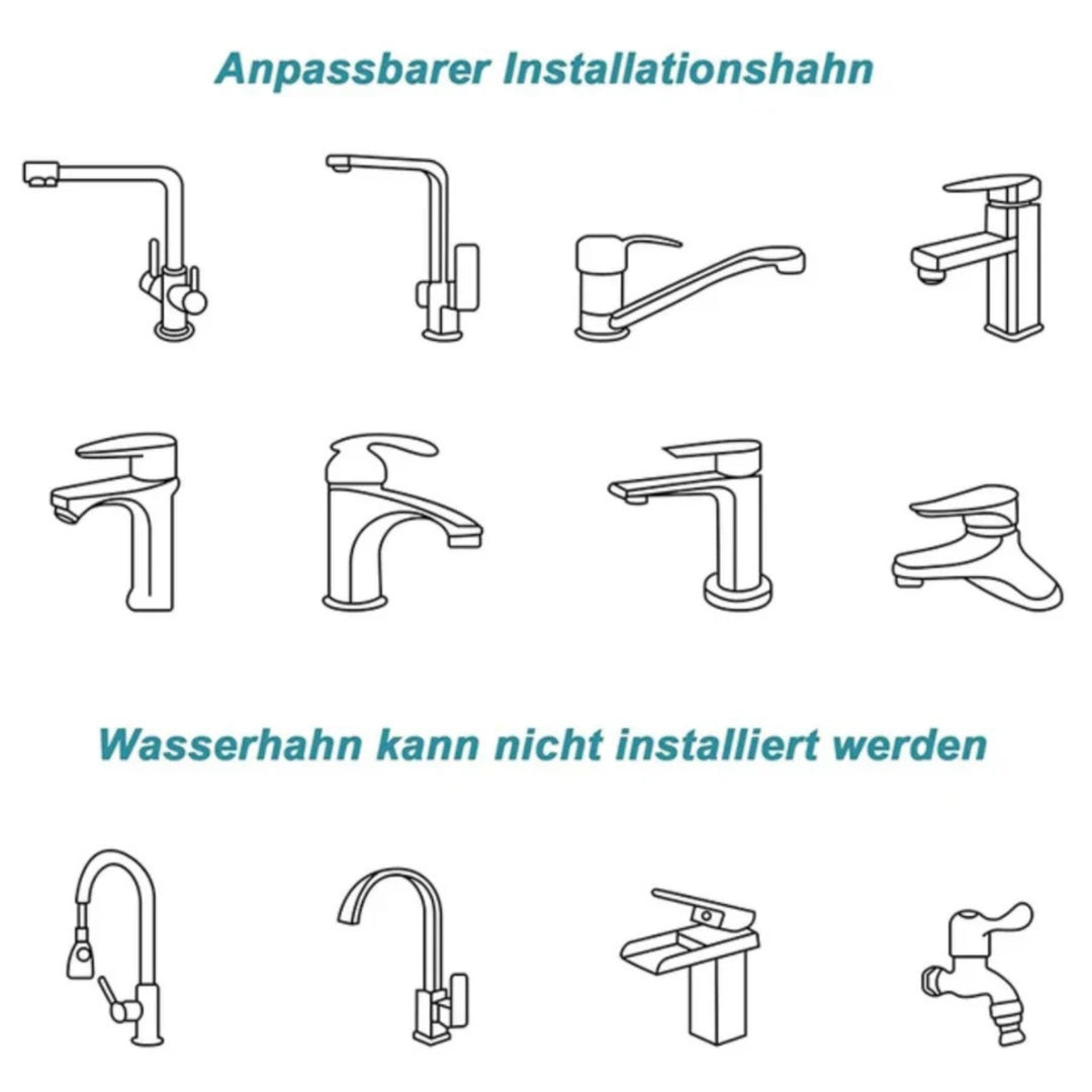 Wasserhahn-Aufsatz 1080° drehbar, passende und nicht passende Armaturen