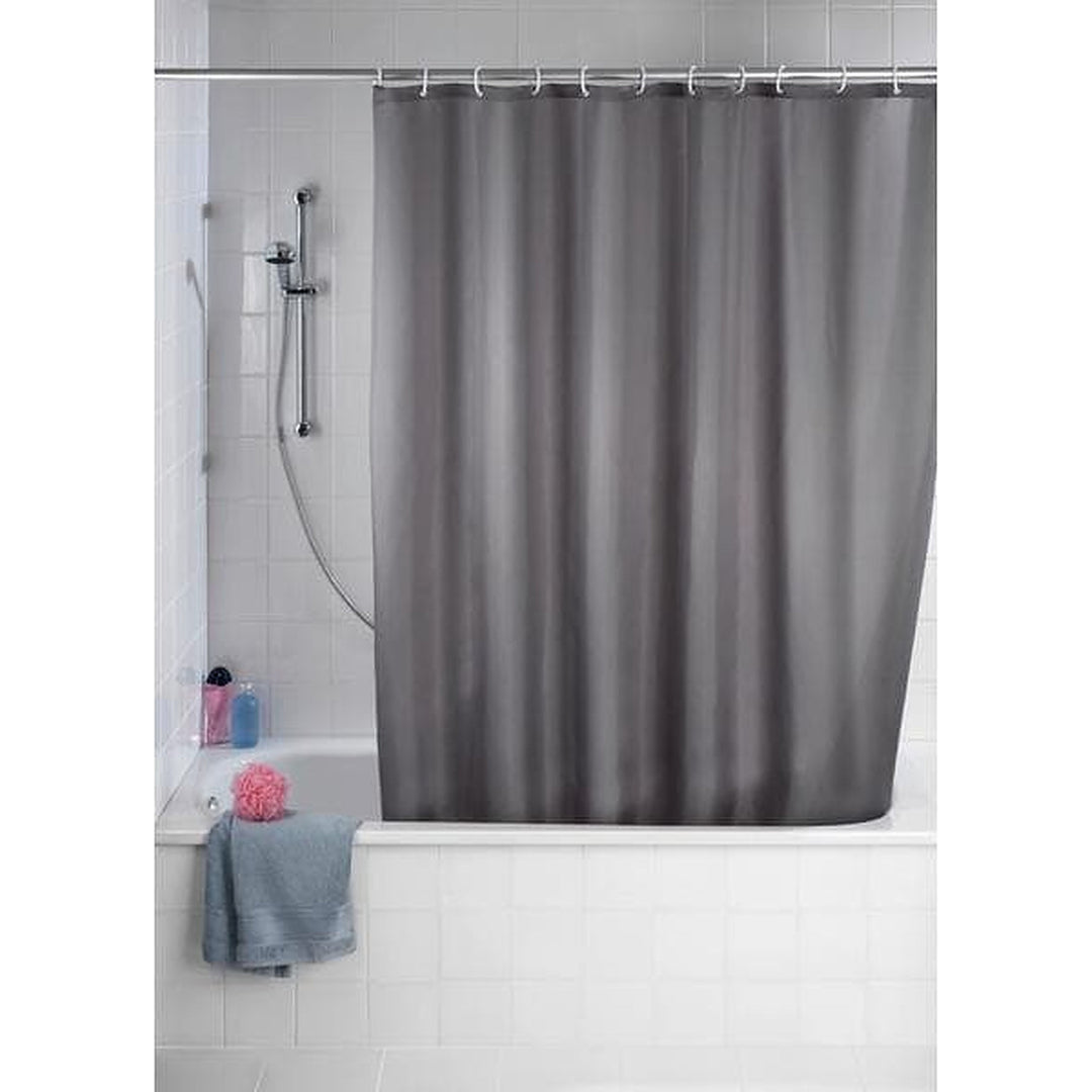 Wenko Duschvorhang Anti-Schimmel 180 x 200 cm, Grau, an der Badewanne