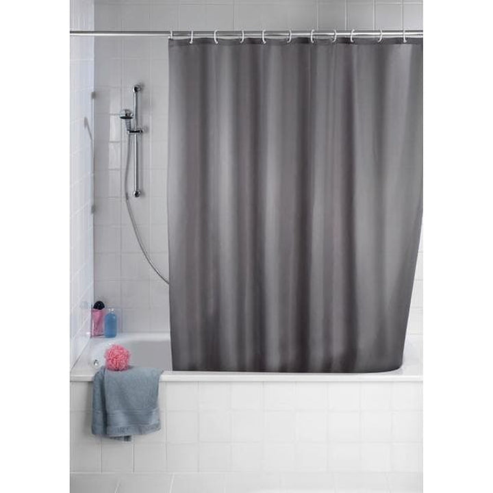 Wenko Duschvorhang Anti-Schimmel 180 x 200 cm, Grau, an der Badewanne