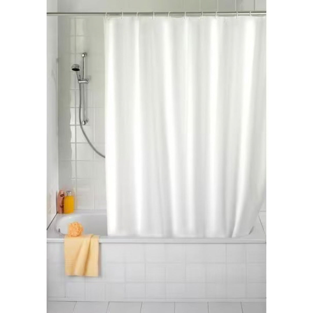 Wenko Duschvorhang Anti-Schimmel 180 x 200 cm, Weiss, an der Badewanne