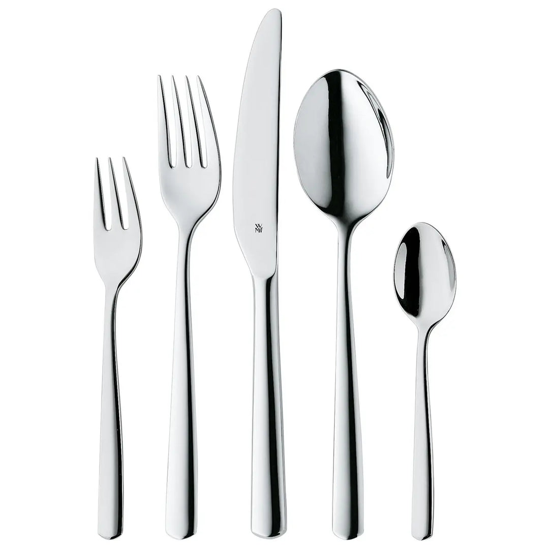 Set de couverts WMF Boston, un couvert avec fourchette à gâteau, fourchette, couteau, cuillère et cuillère à café