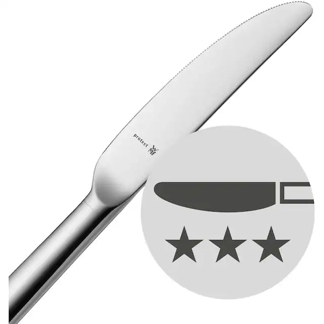 Set de couverts WMF Flame plus 30 pièces, détail de la lame du couteau