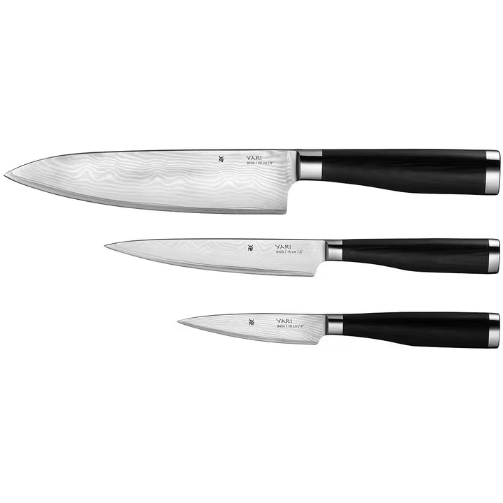 Set de couteaux de cuisine WMF Yari 3 pièces, les trois couteaux côte à côte