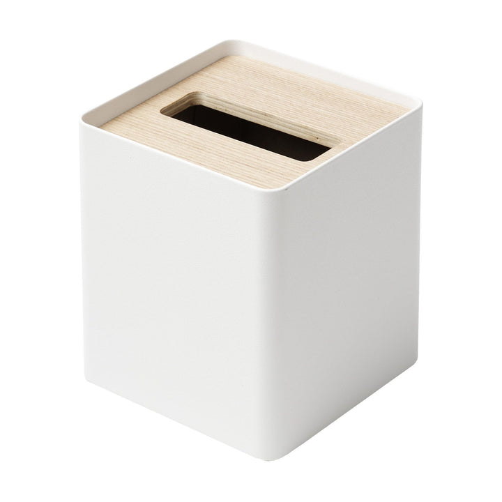 Yamazaki Kosmetiktuchbox Rin, Weiss, Holzdeckel mit Öffnung