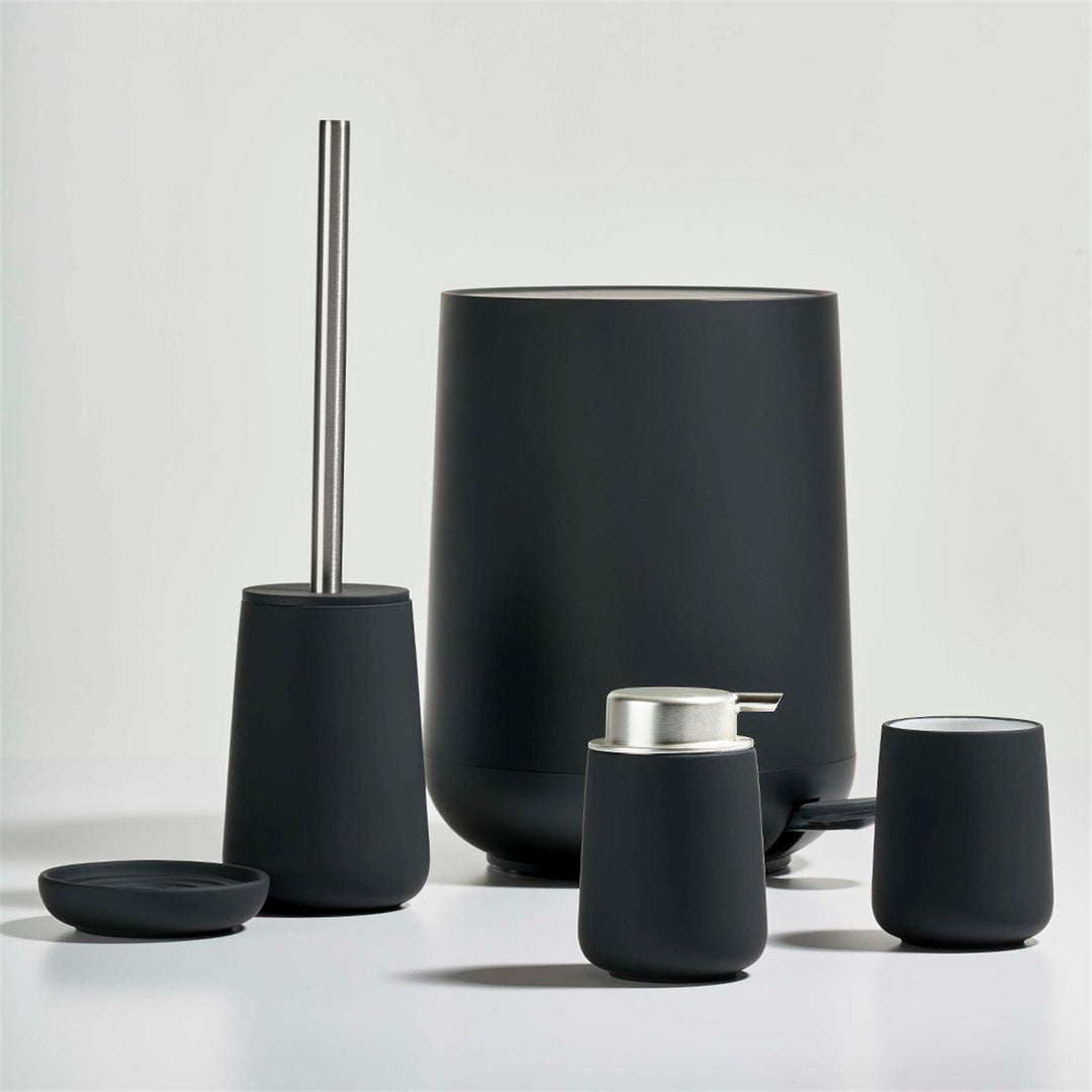 Série Zone Denmark Nova, noir, avec brosse WC, poubelle à pédale, distributeur et porte-savon