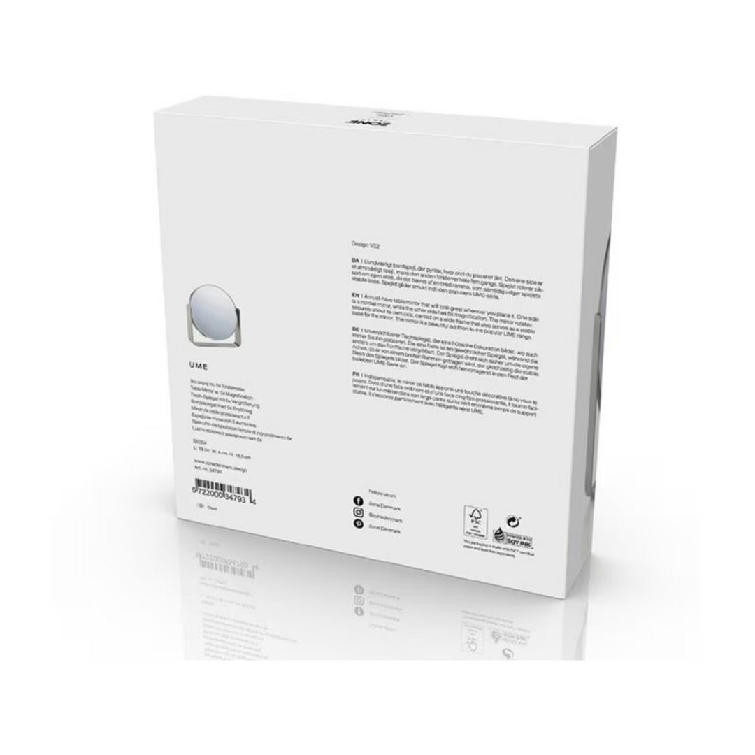 Zone Denmark Ume Tischspiegel Edelstahl Verpackung Rückseite mit Produktinformationen
